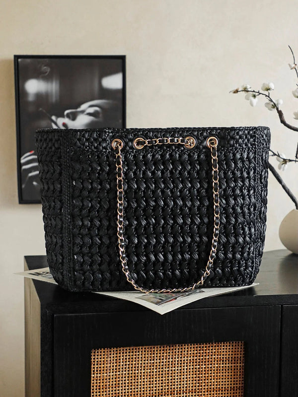 CC 26s Coco Beach Shopping Bag 35cm Black Raffia