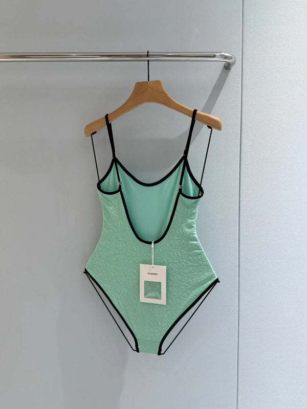 CC 2026 One-piece Swimsuit Mint Green mix Black Cotton 650604