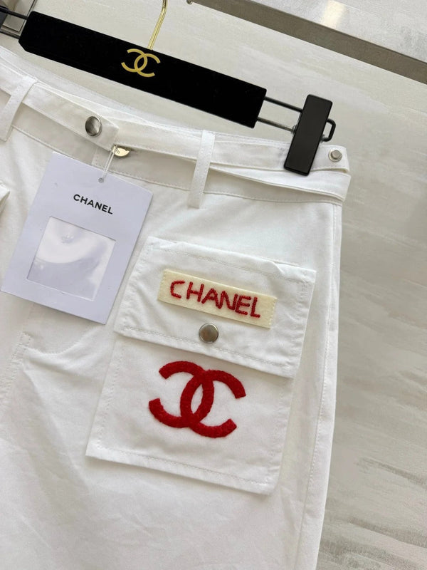 CC 2026 Cargo Shorts White Red Cotton 414225