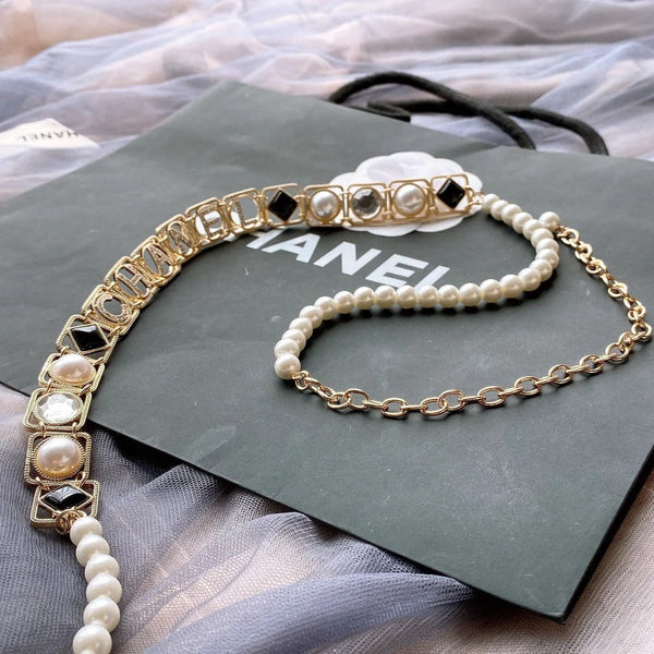 CC 2026 Pearl Chain Logo Charm Belt