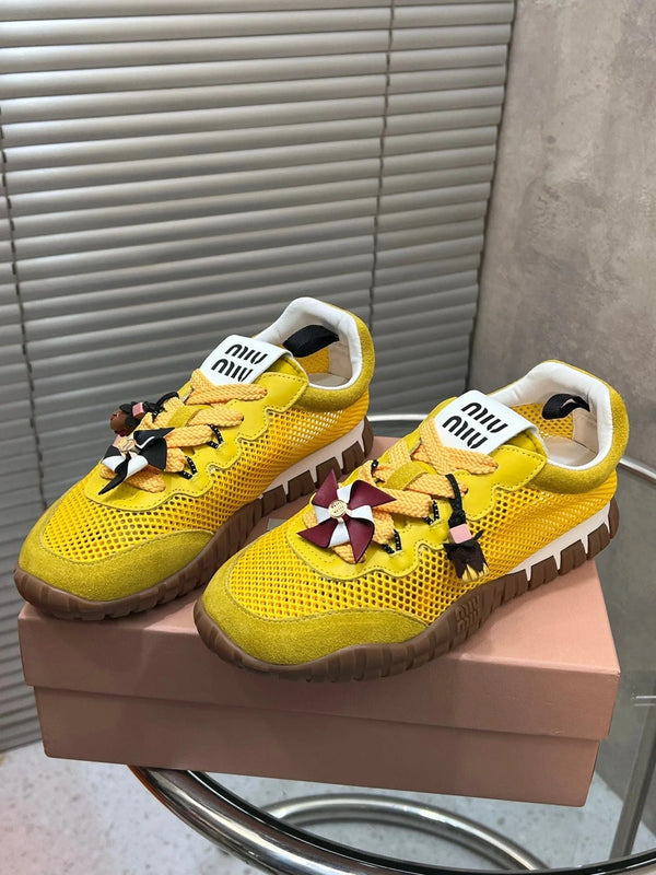 Miu 2026 Tyre Sneakers Mesh Suede Leather 952934