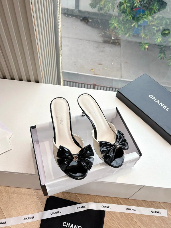 CC 2026 Black Bow Mule 80mm Leather