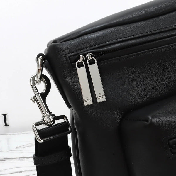 GG 2026 Tag Large Crossbody Bag Black Calfskin