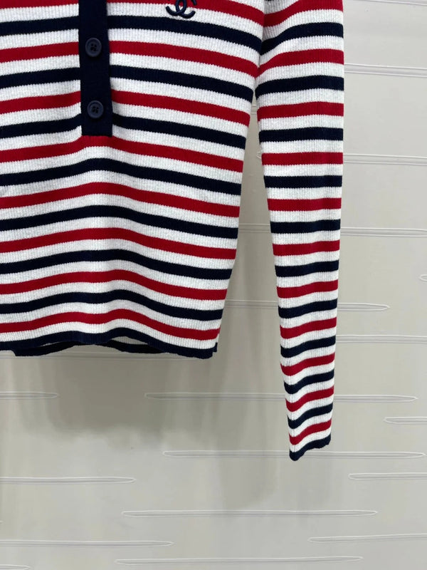 CC 2026 Striped Long-Sleeve Top Red Mix Colors Cotton 417672