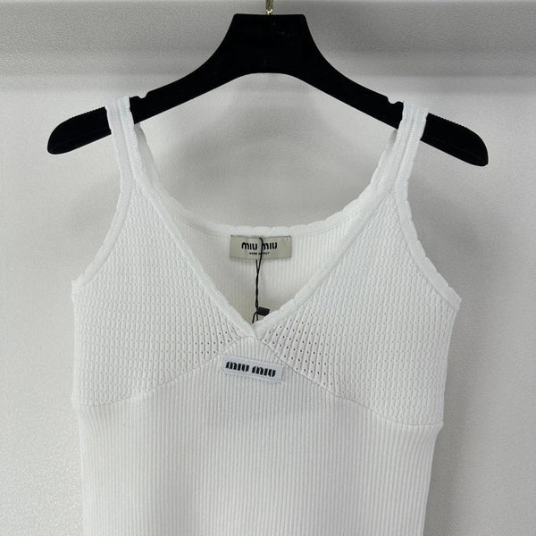 Miumiu 2026 Knit Camisole White Wool Cashmere 362402