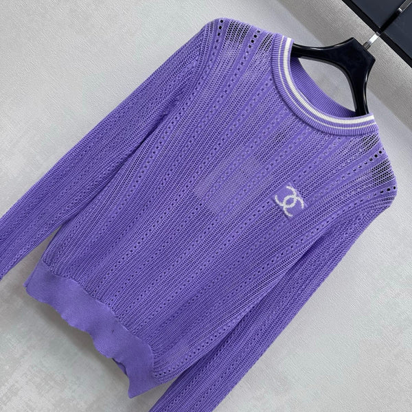 CC 2026 Hollow Long-sleeved Knit Top Wool 418615