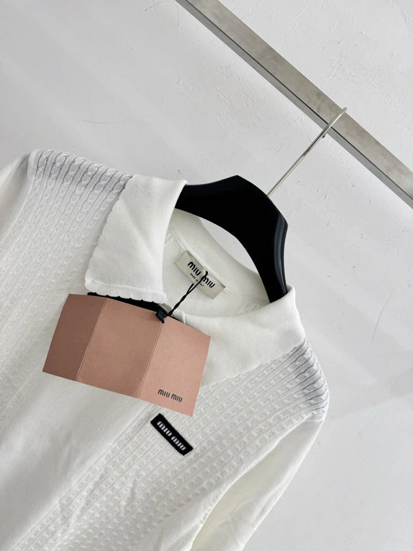 Miumiu 2026 Short-sleeved Top With Bow Wool 179456