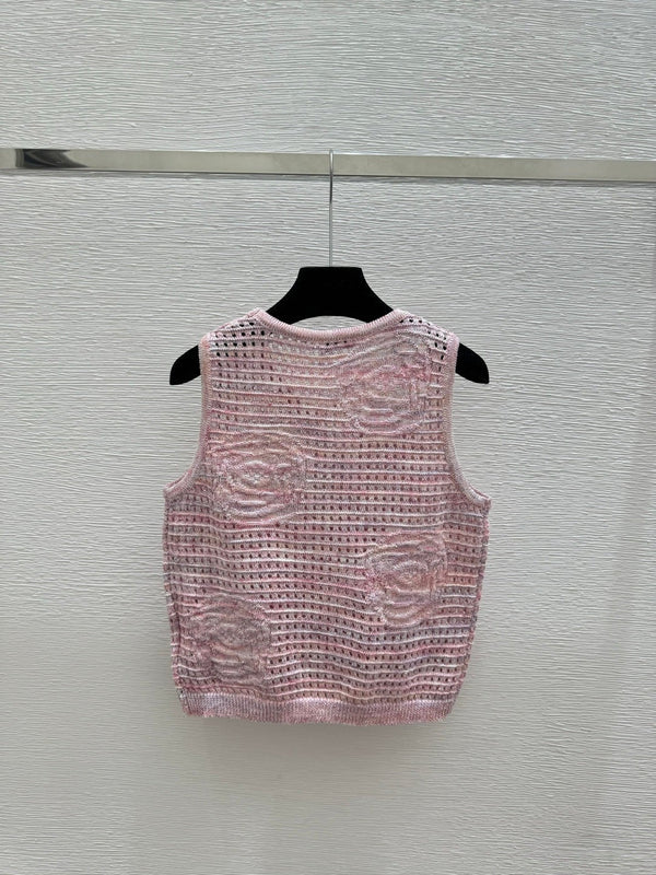 Chanel 2026 Flower Hollow-Out Knit Sleeveless Vest Wool 158962
