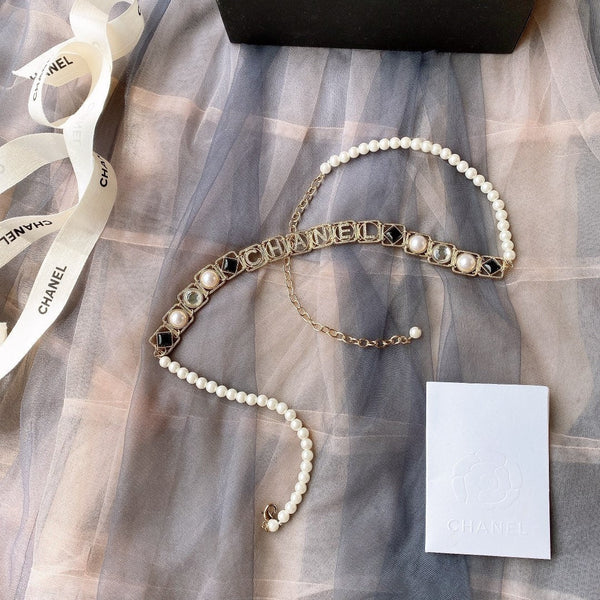 CC 2026 Pearl Chain Logo Charm Belt