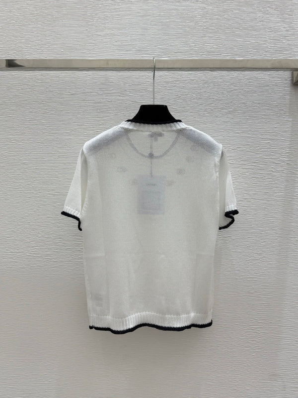 CC 2026 Rhinestone Knit Short-Sleeve T-Shirt Cotton 336634
