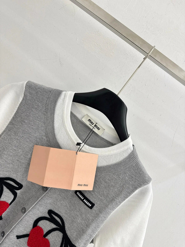Miu 2026 Shirt Grey White Wool 642725