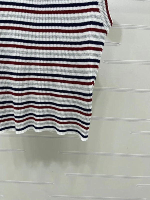 CC 2026 Crew Neck Striped Knit Vest Wool 677712
