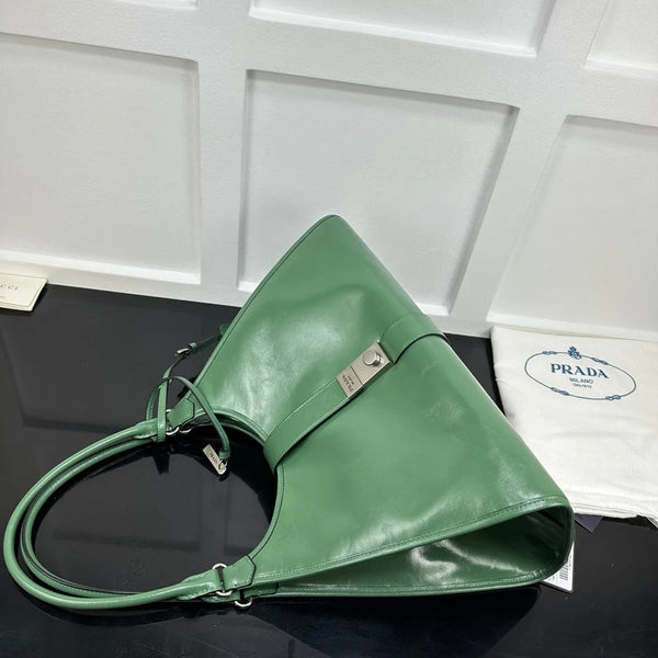 Prad 2026 Soft Lux Medium Tote Bag 39cm Patent Calfskin