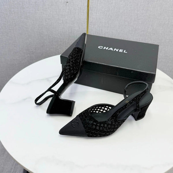 CC 2026 Embellished Mesh Slingback 50mm Sheepskin Satin 904533