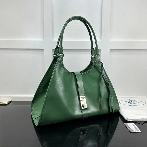 Prad 2026 Soft Lux Medium Tote Bag 39cm Patent Calfskin