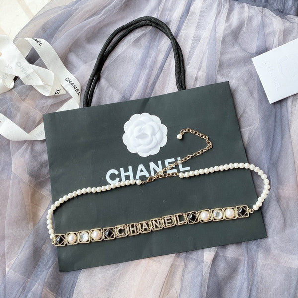 CC 2026 Pearl Chain Logo Charm Belt