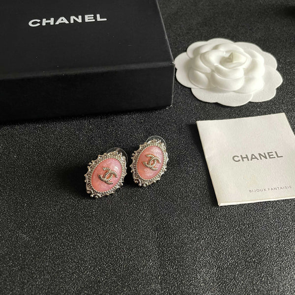 CC Double C Pink Pearl Gold Earrings
