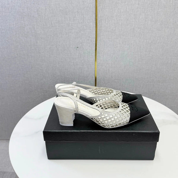 CC 2026 Embellished Mesh Slingback 50mm Sheepskin Satin 904533