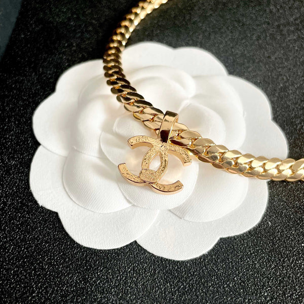 CC Plated Curb Chain Gold Diamond Necklace