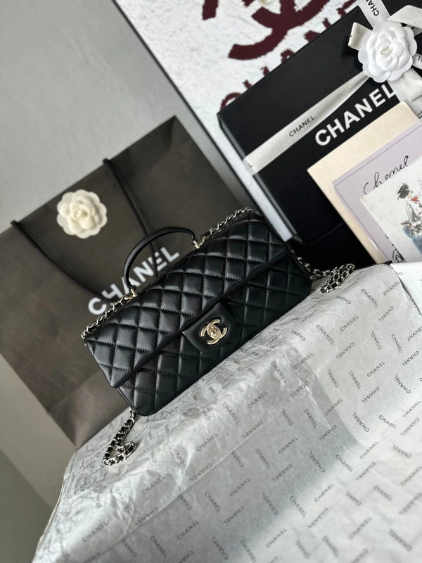 CC 2026 Flap Bag with Top Handle 25cm Lambskin