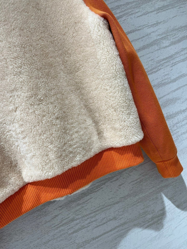 HM 2026 Bomber Jacket Orange Beige Wool