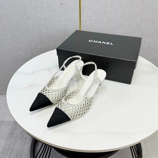 CC 2026 Embellished Mesh Slingback 50mm Sheepskin Satin 904533
