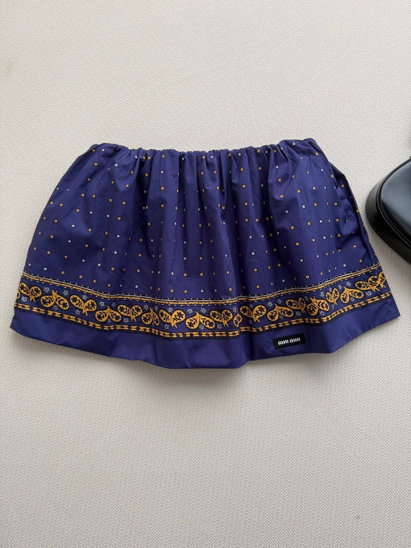 Miu 2026 Strapless Top And Skirt Navy Cotton 641183