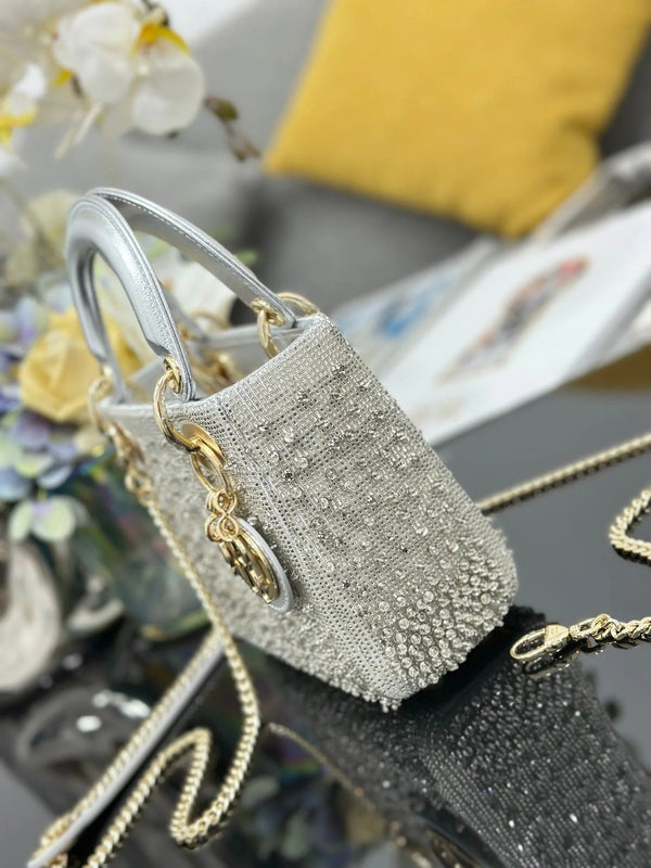 CD Lady Dior Embroidered Beaded Bag 17cm Lambskin