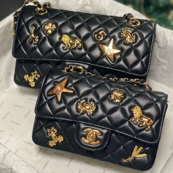 CC 26s Animal Gold Charm Flap Bag Lambskin