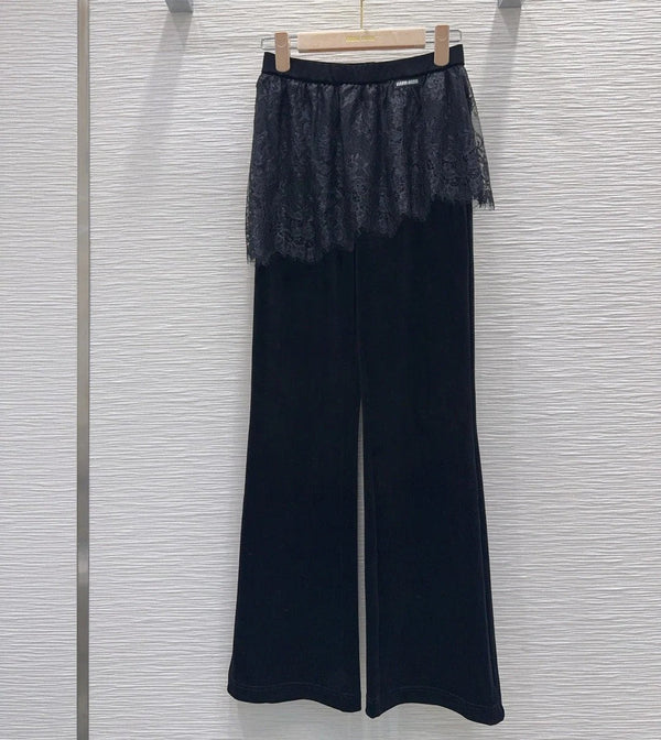 Miu 2026 Pant With Lace Black Velvet 827746
