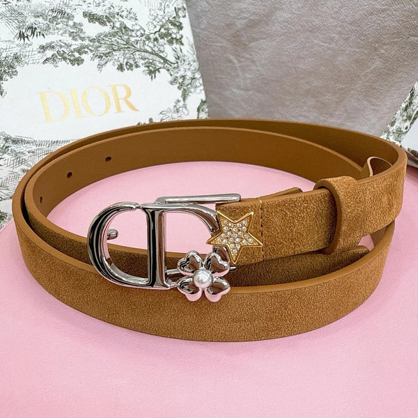 CD 2026 Lucky Montaigne Star Belt 20mm Suede Calfskin 193836