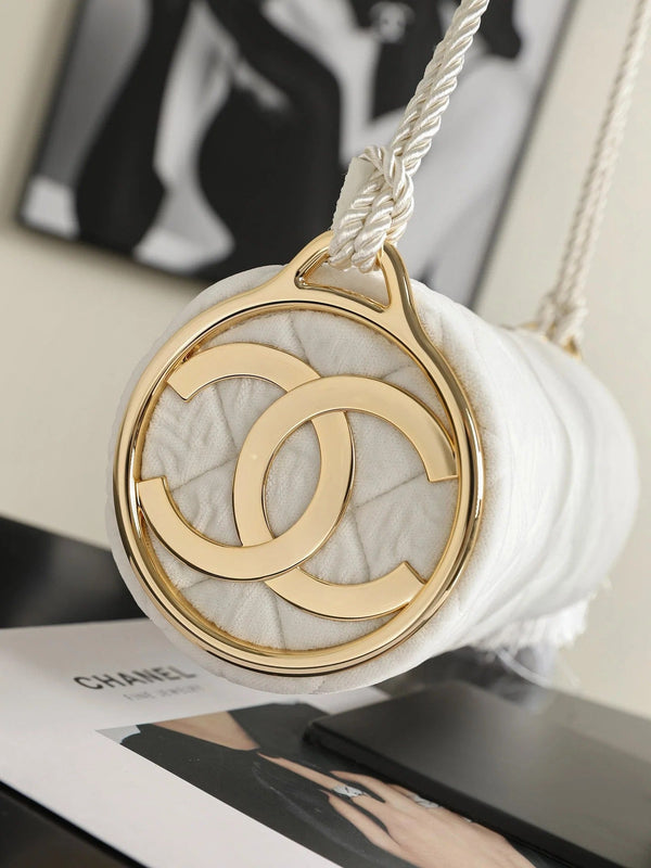CC 2026 Clutch With Strap 23.5cm White Velvet Leather
