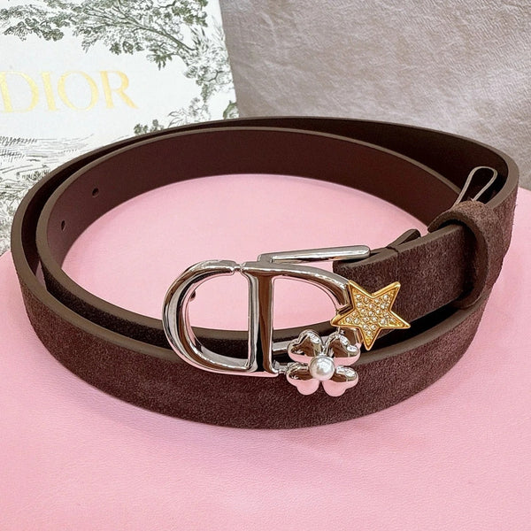 CD 2026 Lucky Montaigne Star Belt 20mm Suede Calfskin 193836