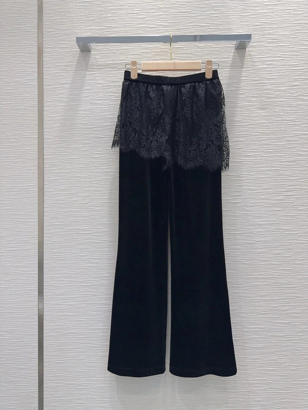 Miu 2026 Pant With Lace Black Velvet 827746