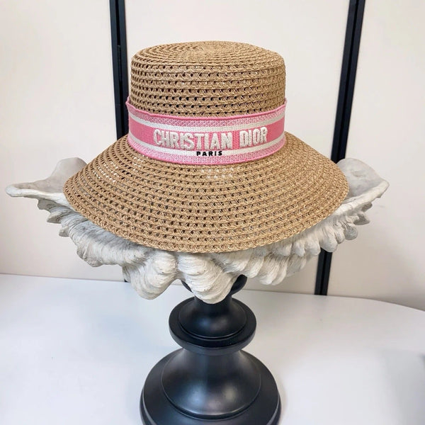CD Straw Hat With Embroidered Logo 212956
