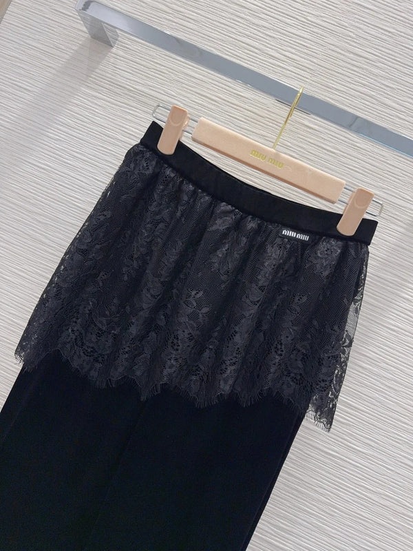 Miu 2026 Pant With Lace Black Velvet 827746