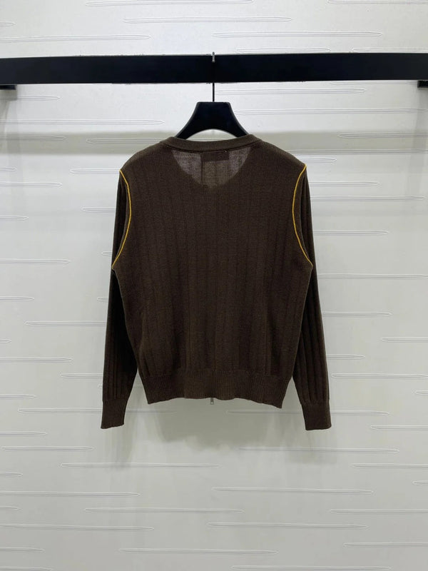 Miu 2026 Vertical Ribbed Knit Cardigan Wool 417648