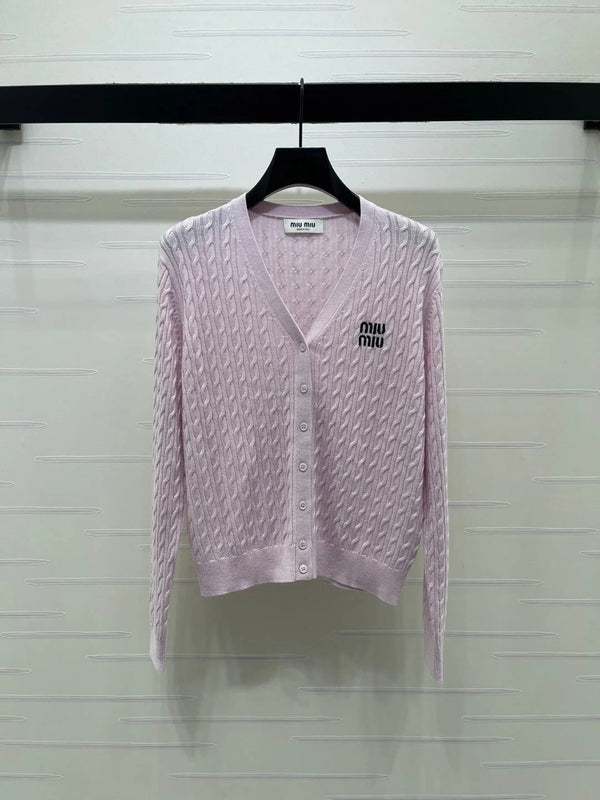 Miu 2026 Knit V-neck Long-Sleeve Cardigan Wool 417676