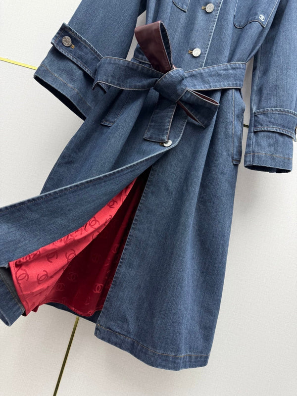 CC 2026 Denim Long Coat Blue Cotton 771515