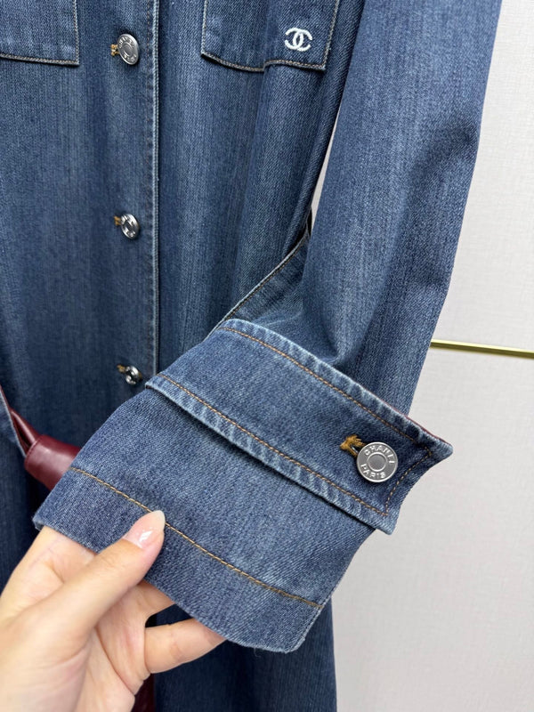 CC 2026 Denim Long Coat Blue Cotton 771515