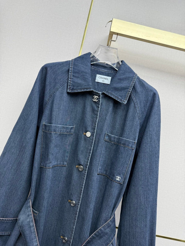 CC 2026 Denim Long Coat Blue Cotton 771515