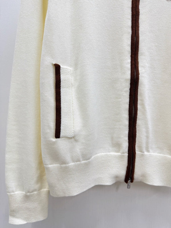 Miu 2026 Polo Collar Cardigan with Logo Pattern Wool 838823