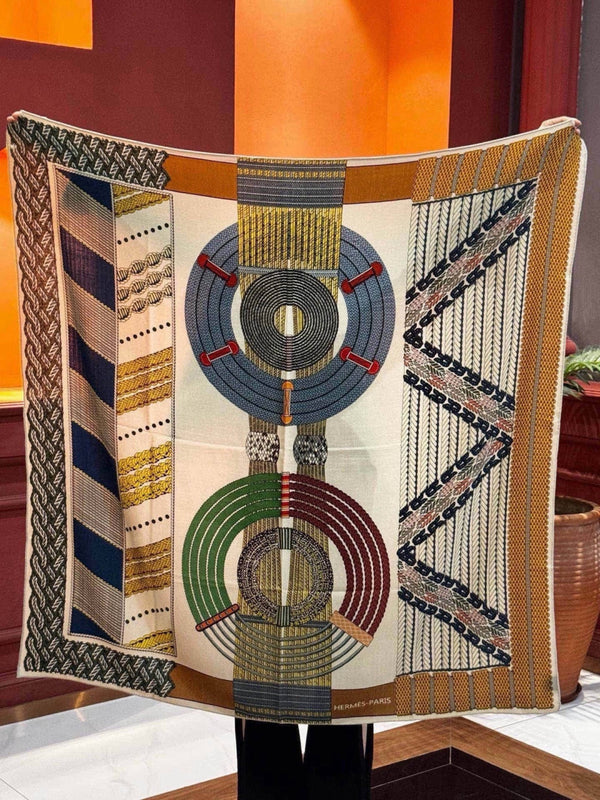 HM 26s Printed Square Scarf 140 In Cashmere And Silk 309319