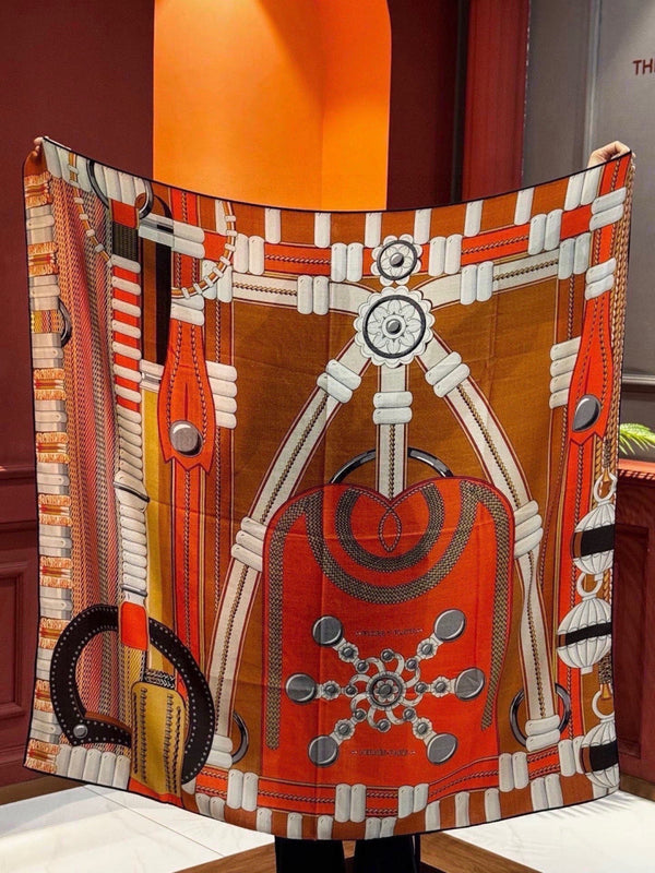 HM 26s Printed Square Scarf 140 In Silk 309334