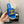 THICK SOLE WEDGE SLIPPERS IN COBALT BLUE LAMBSKIN AND BEIGE RUBBER