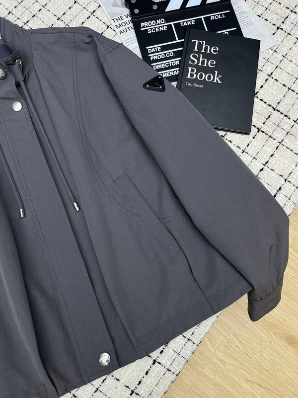 Prad 26S Charcoal Gray Re-Nylon Drawstring Windbreaker Jacket 428116