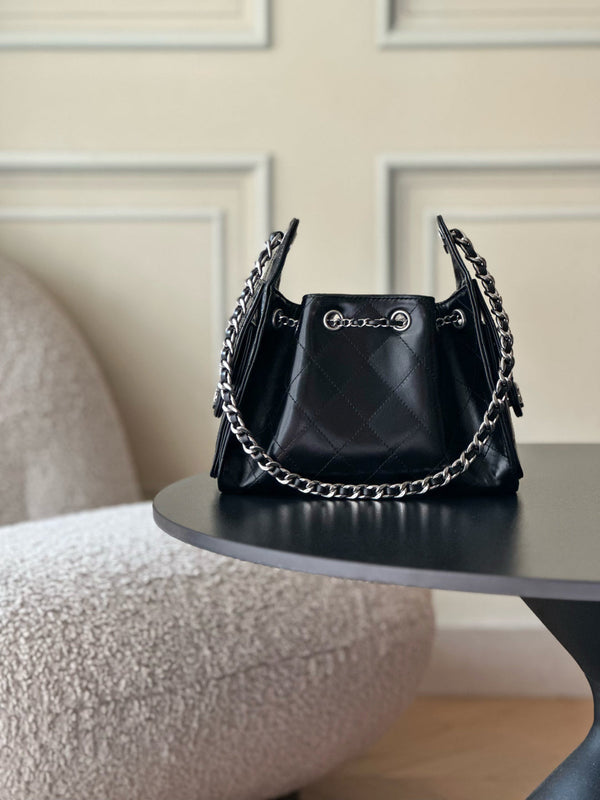CC 26c Hobo Bag 22cm Black Lambskin SHW