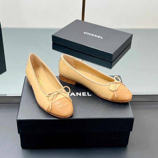 CC Ballet Flats 20mm Beige Sheepskin Mix Gold Pattern 266678