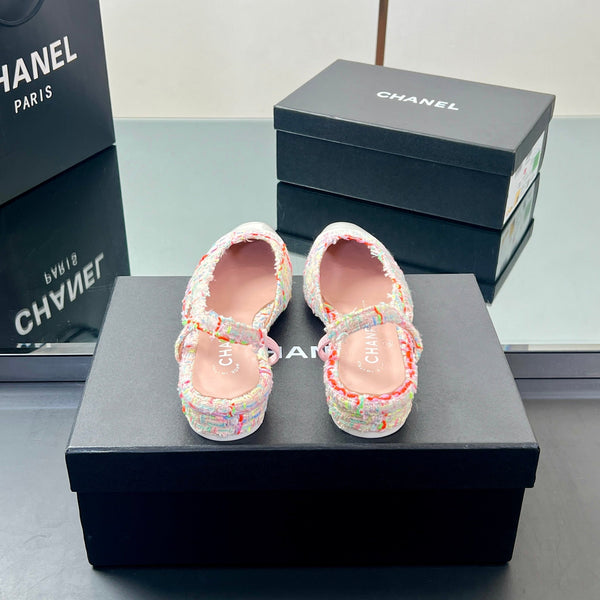 CC Slingback 2.5cm Pink Multicolor Tweed