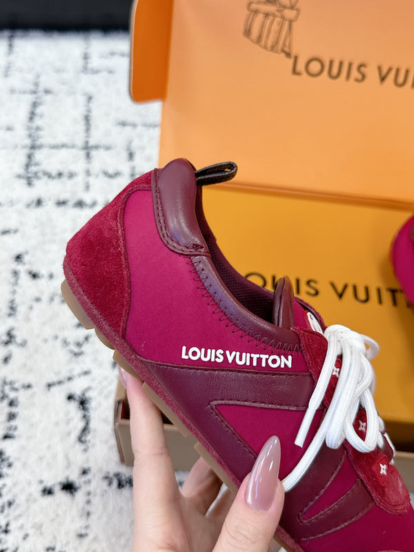 LV Sneakerina Sneaker Burgundy White Suede Leather 616971